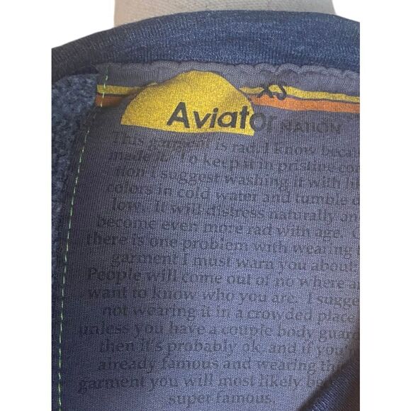 Aviator Nation Wm’s Sz XS Blue Neon Bolt Chevron Crew Neck Sweatshirt - Picture 7 of 7